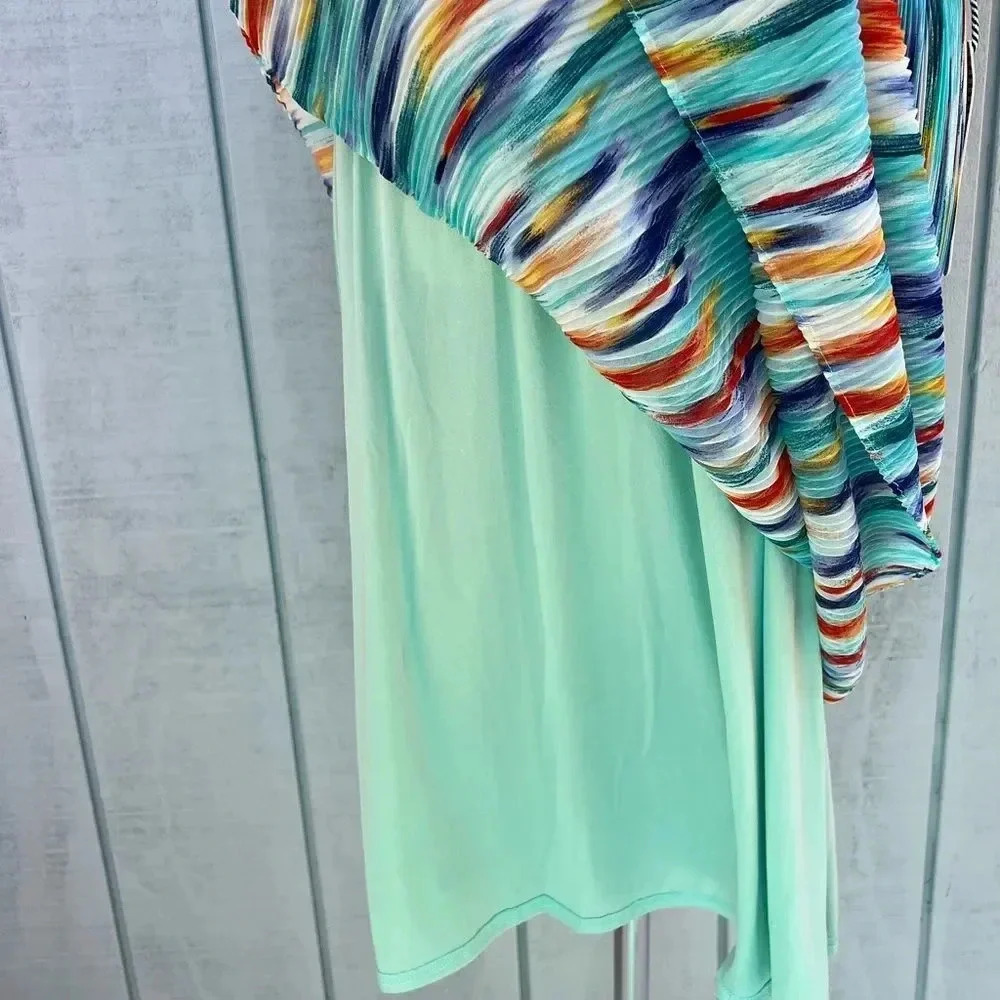 Story On Pleated Midi Skirt Multicolored Print Lined Sheer Elastic Waist - Picture 7 of 10